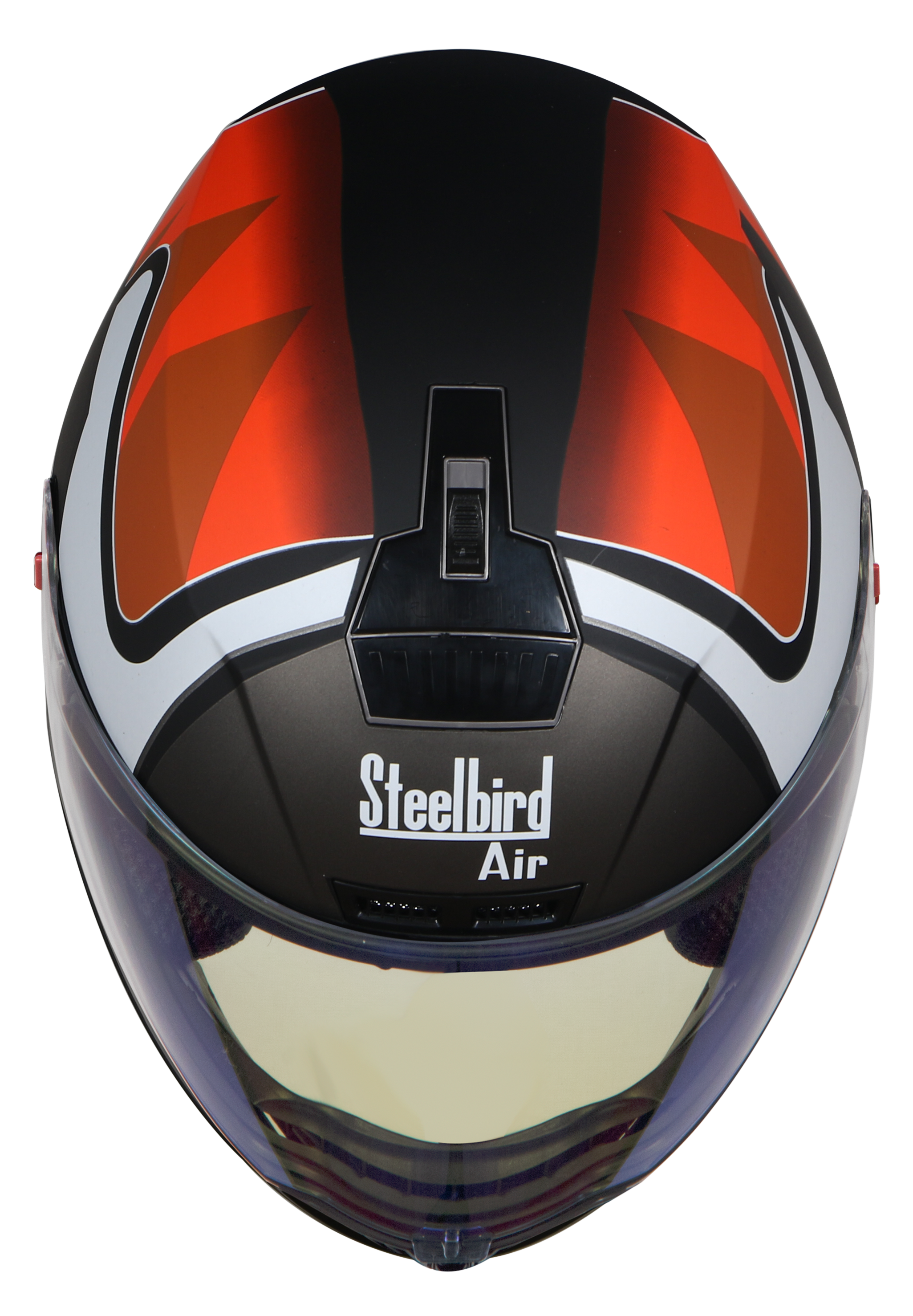 Steelbird SBA-1 Robotics ISI Certified Full-Up Helmet For Men And Women (Matt Black Orange With Night Vision Gold Visor)